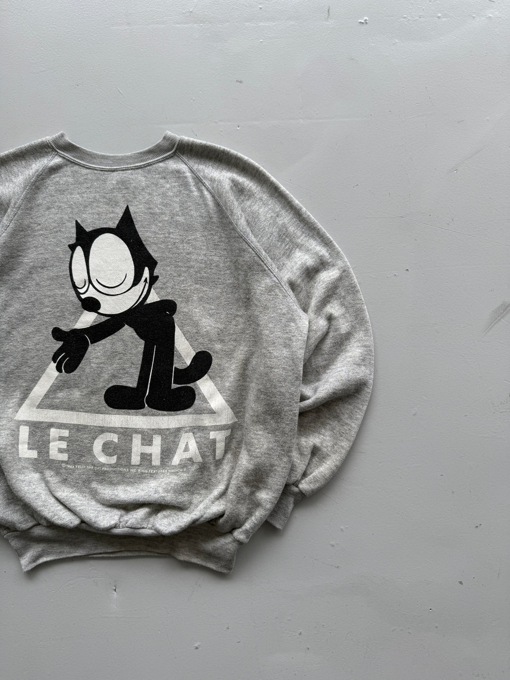 Grey Felix the Cat 80's Vintage Cartoon Graphic Sweatshirt Jumper - Medium