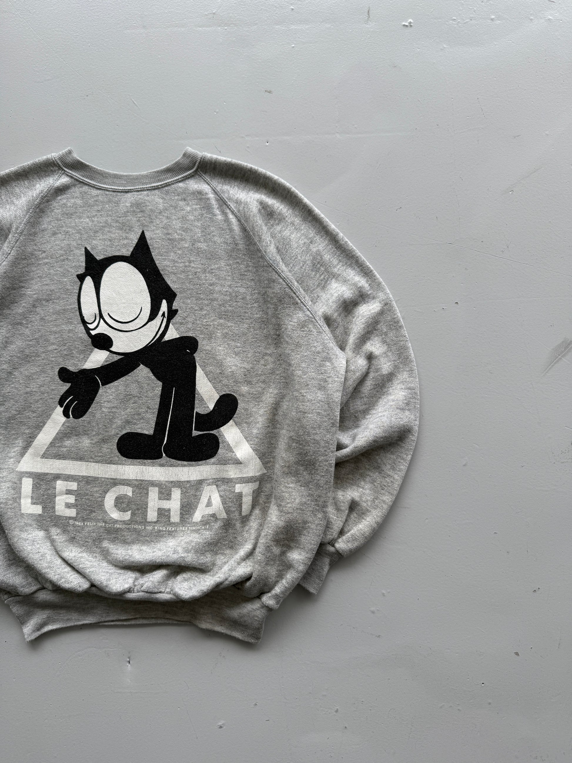 Grey Felix the Cat 80's Vintage Cartoon Graphic Sweatshirt Jumper - Medium