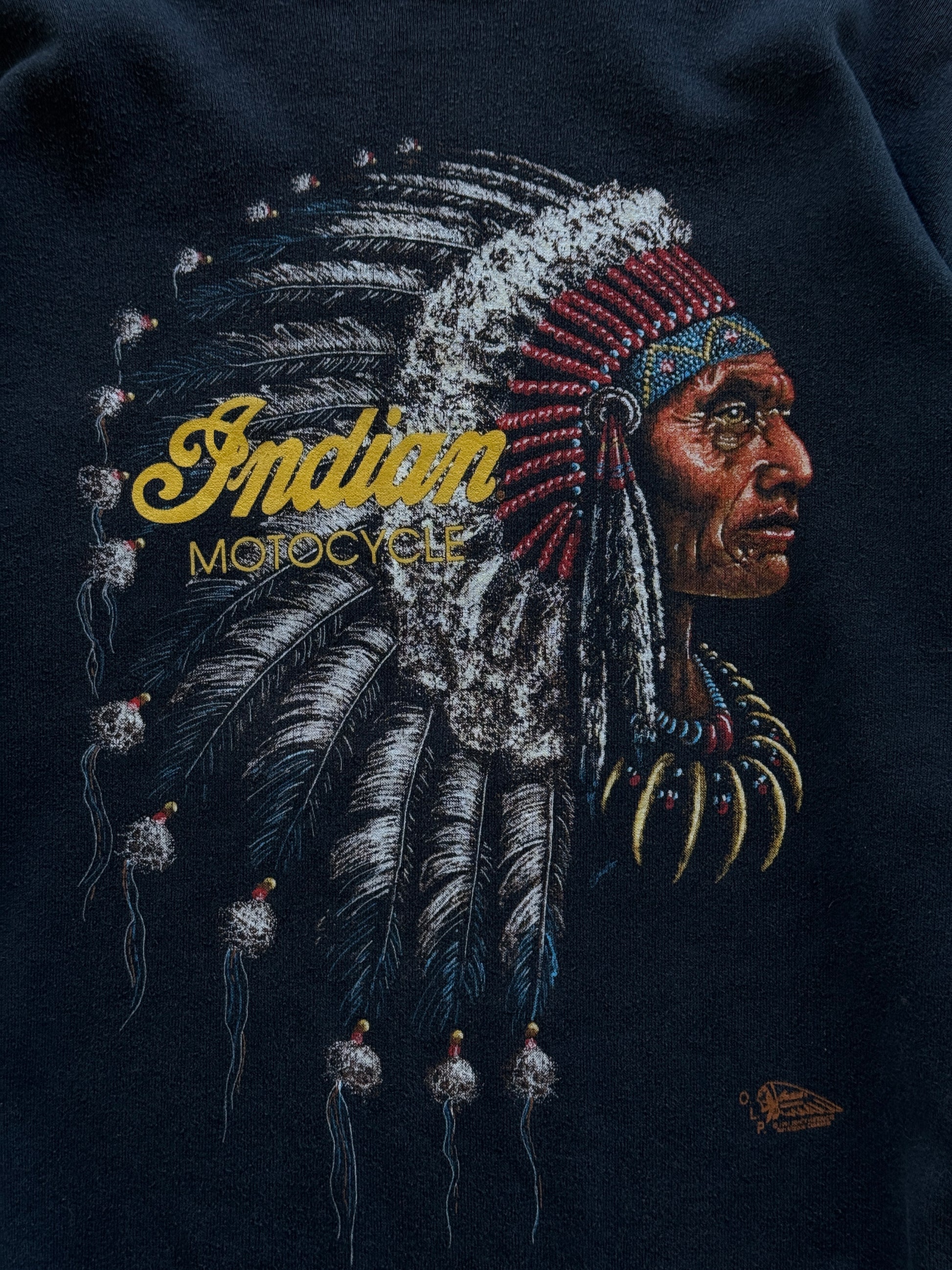Black Indian Motorcycles 90's Vintage Graphic Biker Sweatshirt Jumper - Large