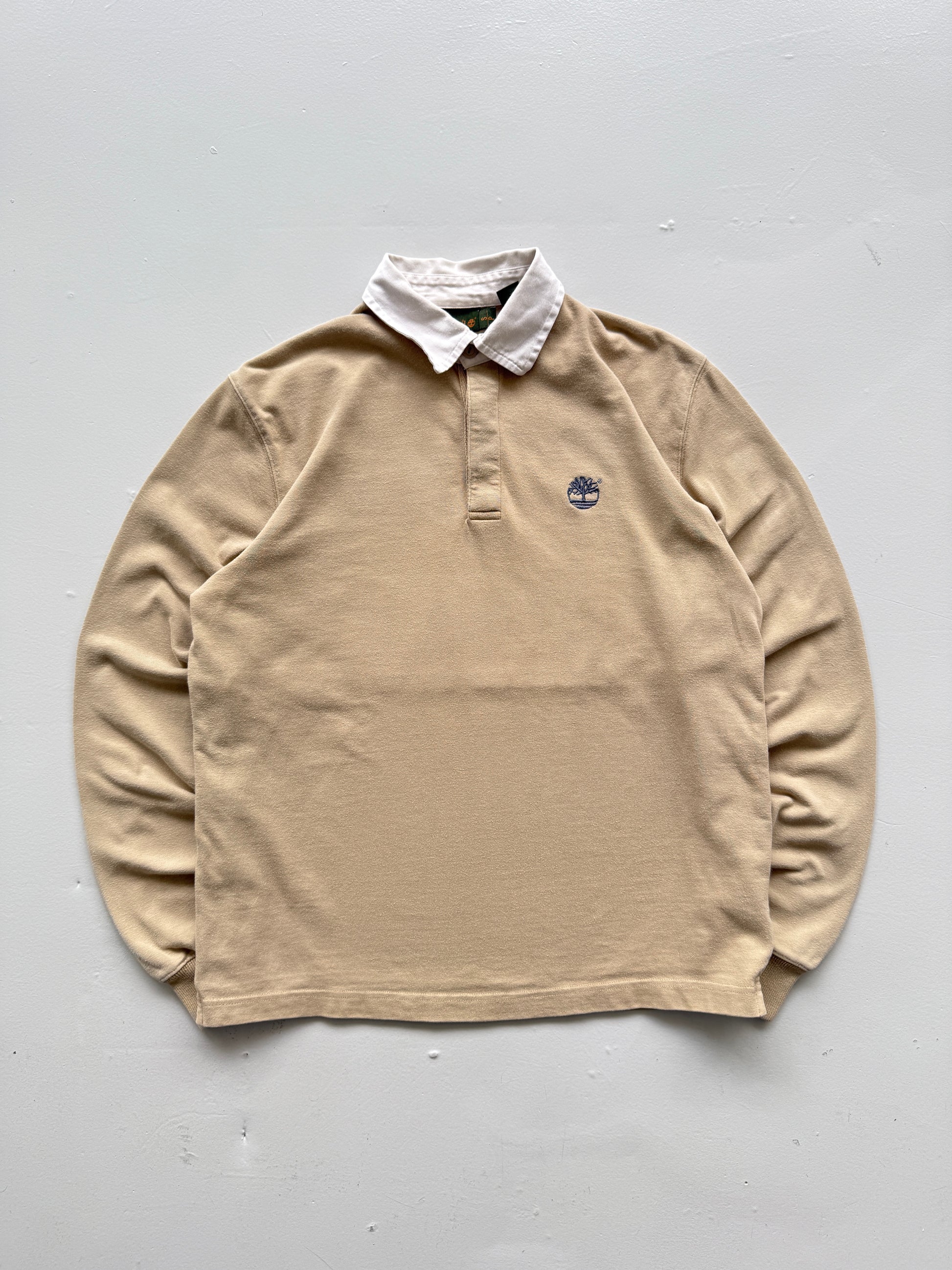Cream Timberland 00's Vintage Long Sleeve Rugby Polo Jersey - Small
