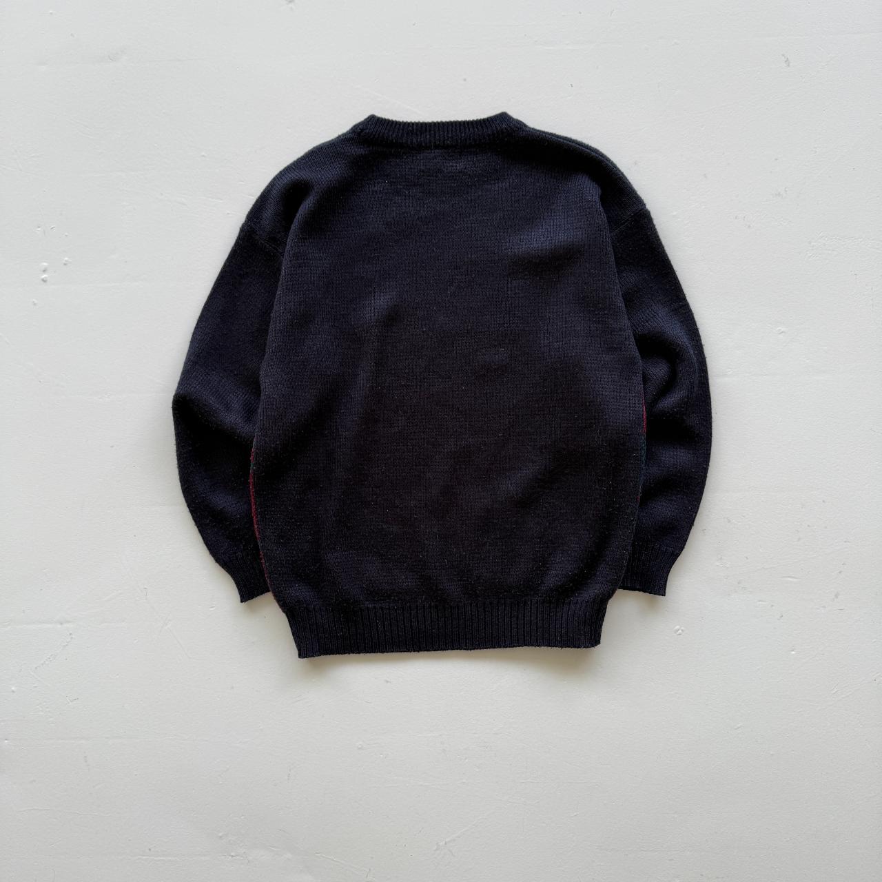 Navy 90s Vintage Knitted Outdoors Hang Gliding Sweatshirt - Large