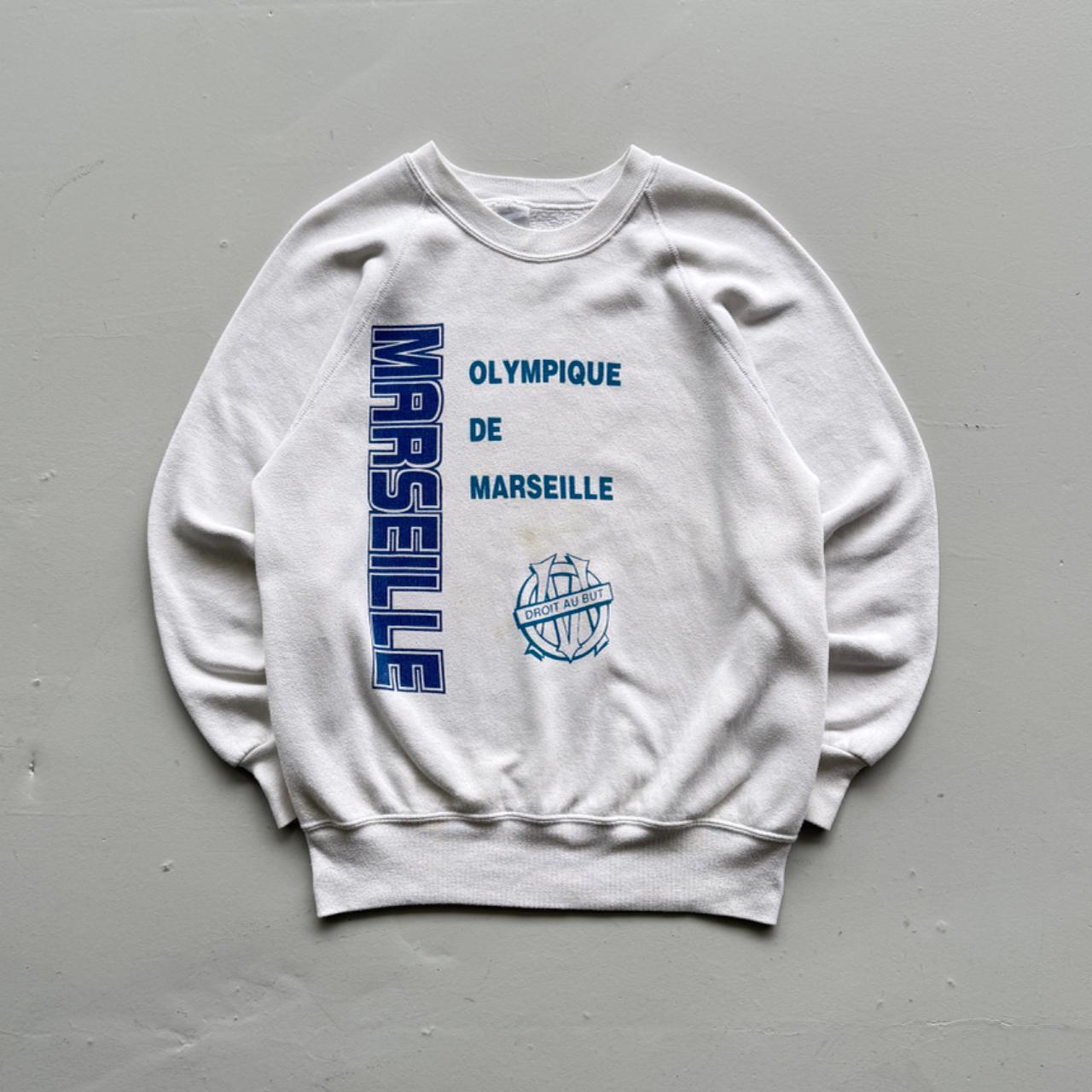 White Marsielle Football 90s Vintage Graphic Sweatershirt - Small