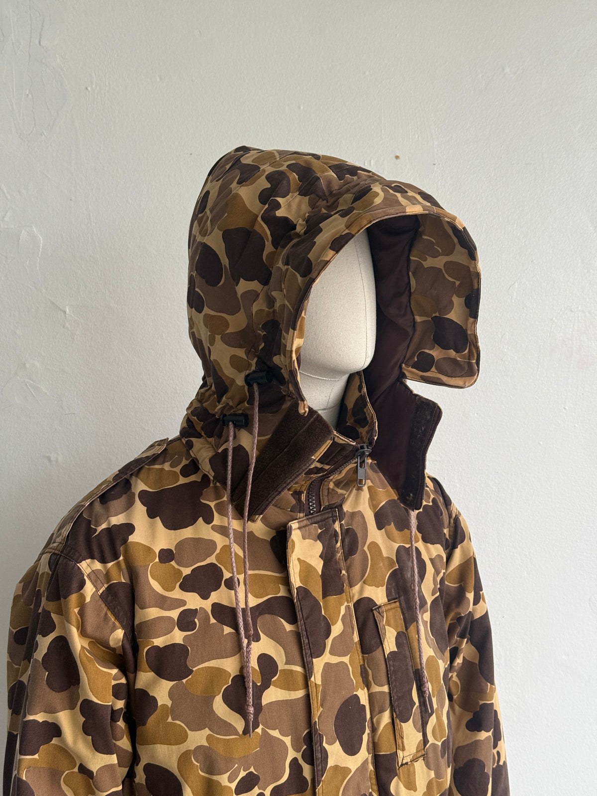 Avid Camo Duck Hunter 80's Vintage Hooded Hunting Jacket - Medium