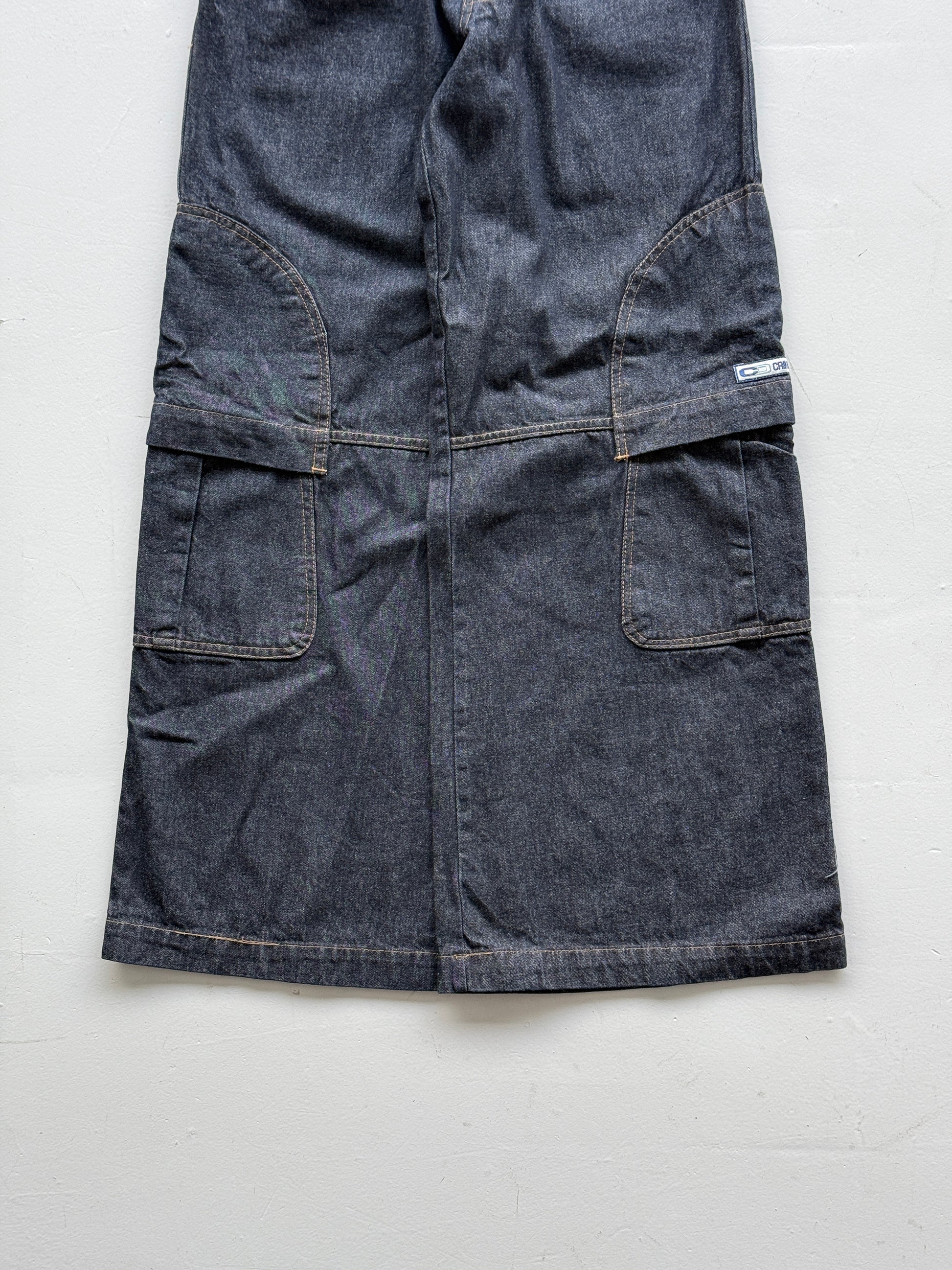 Navy Criminal Damage Y2K Vintage Wide Leg Baggy Jeans - W26 x L31