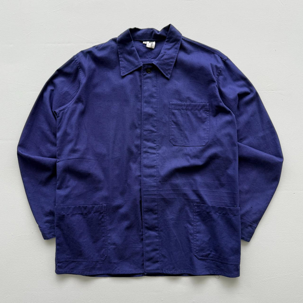 Indigo Blue Lotus French Vietnamese Workwear 80's Chore Jacket Shirt - Large