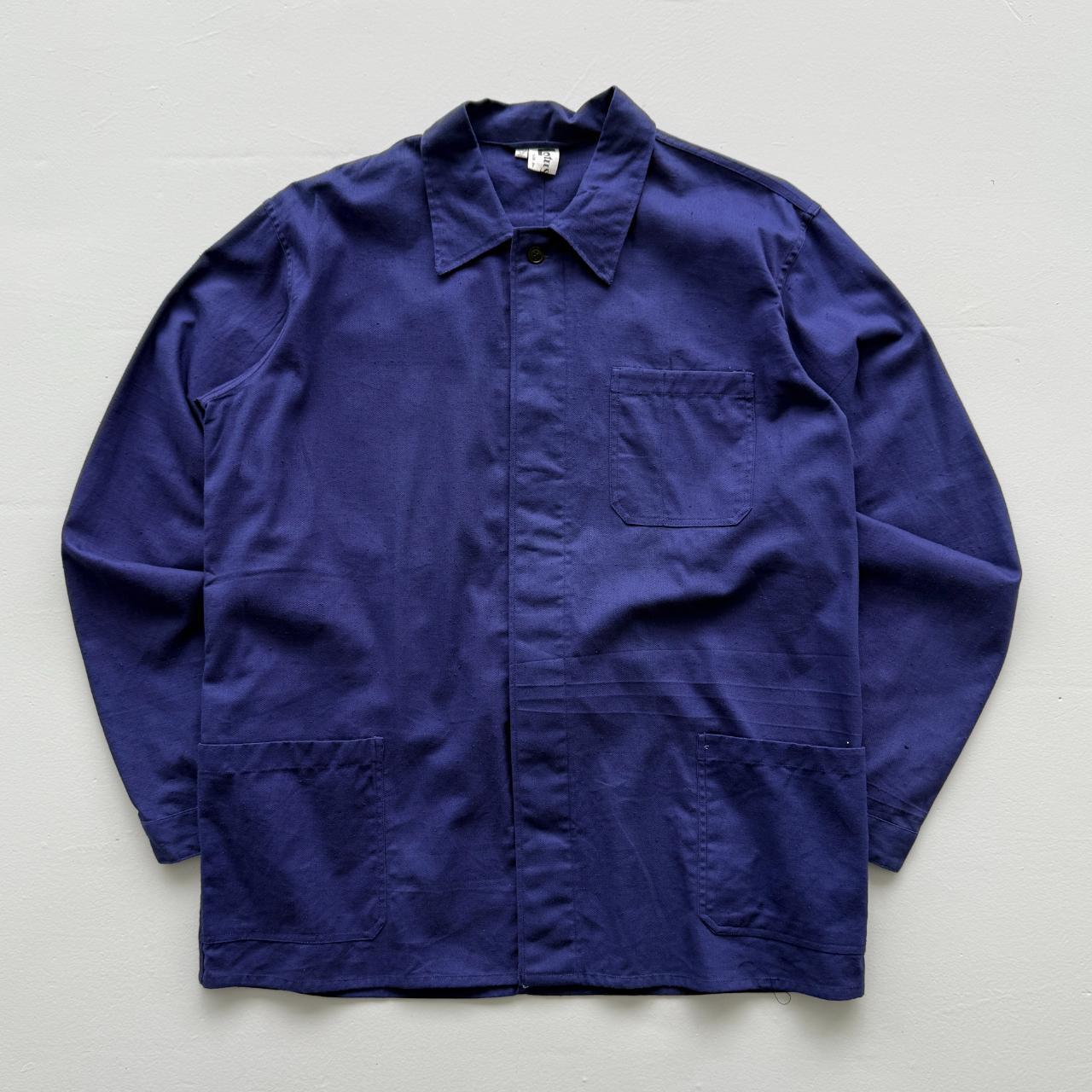 Indigo Blue Lotus French Vietnamese Workwear 80's Chore Jacket Shirt - Large