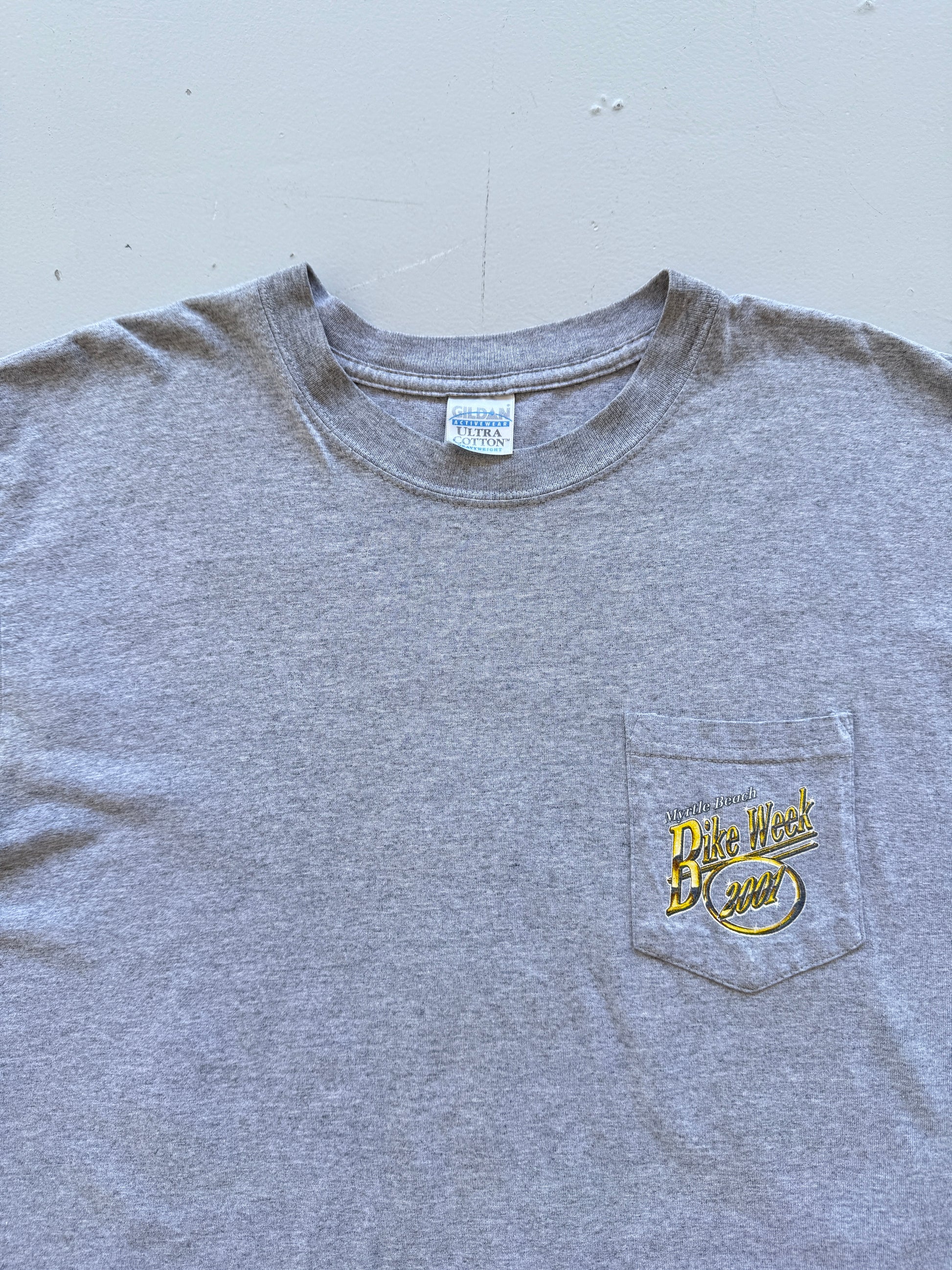 Grey Bike Week 00's Vintage Myrtle Beach Tourist T-Shirt - Large