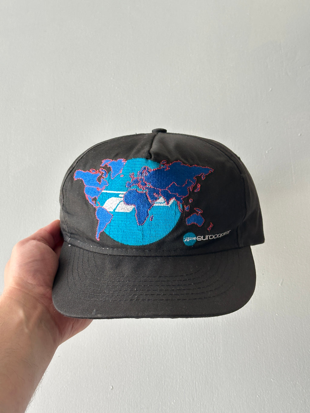 Black Eurocopter Helicopter 90's Vintage SnapBack Trucker Cap