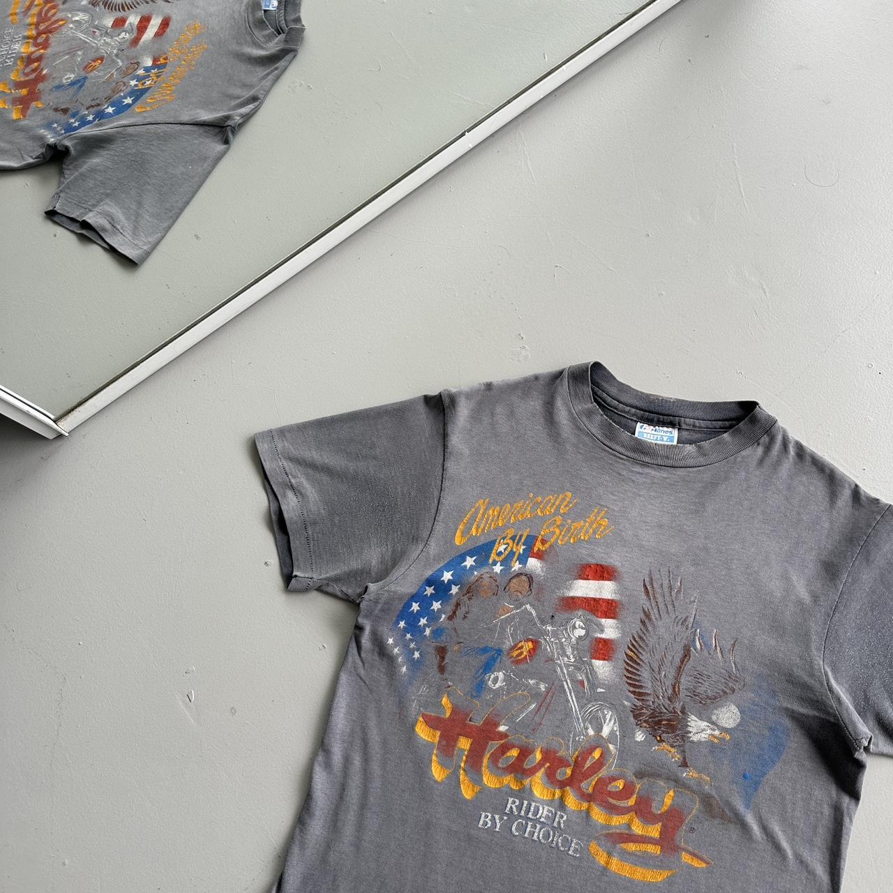 Faded Grey Harley Davidson Bridewater England 80s Vintage T-shirt - Medium