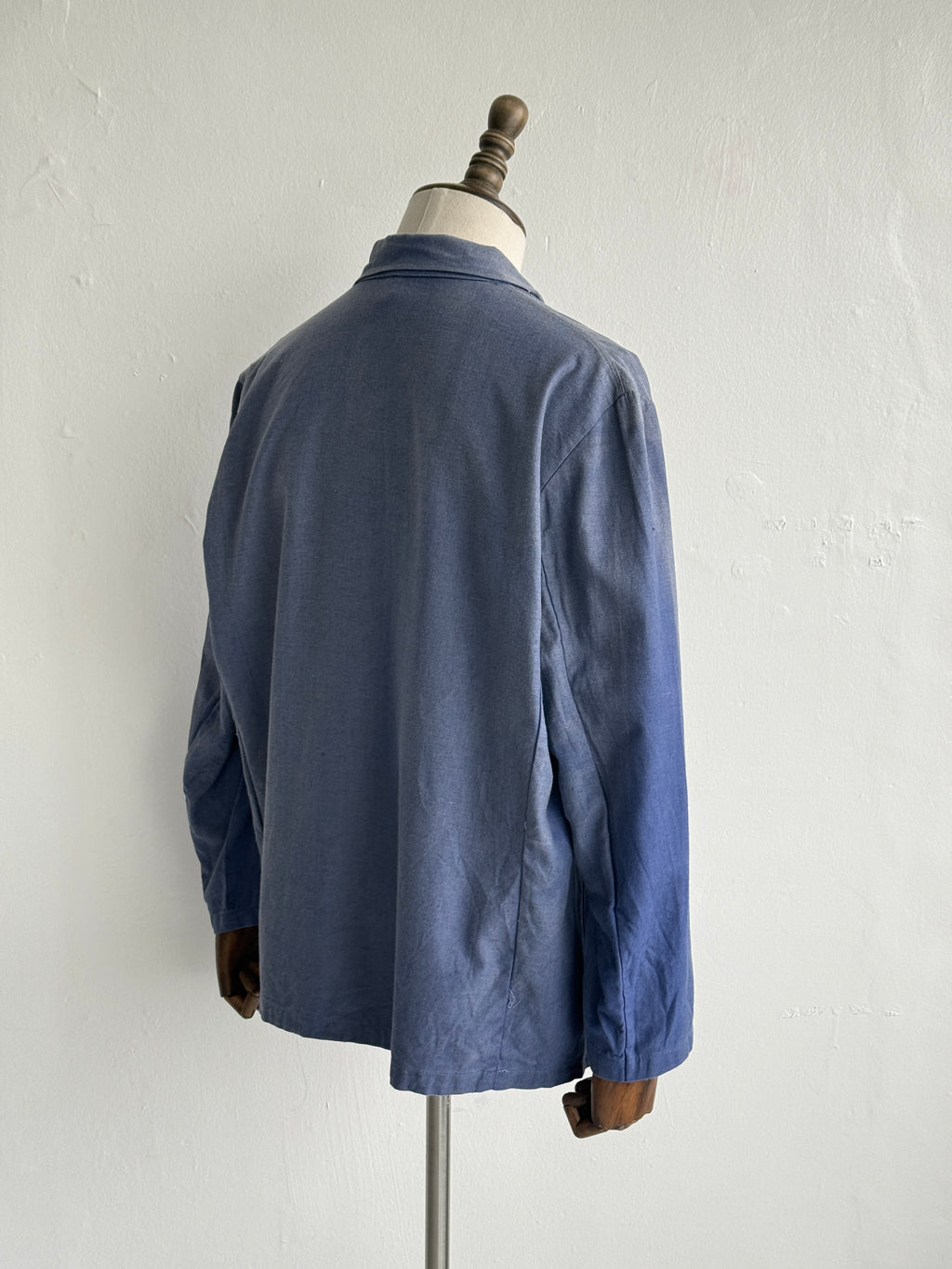 Blue French 1970's Vintage Workwear Chore Jacket Ghost Pocket CH388 - Medium