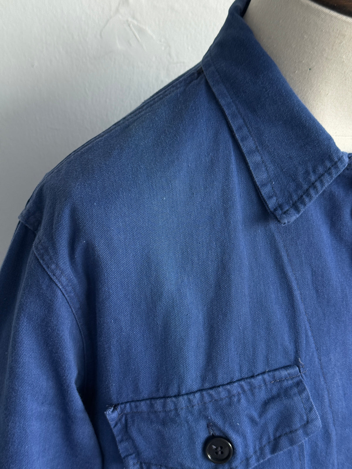 Blue French 1950s/60s Vintage Workwear Chore Jacket CH501 - Large