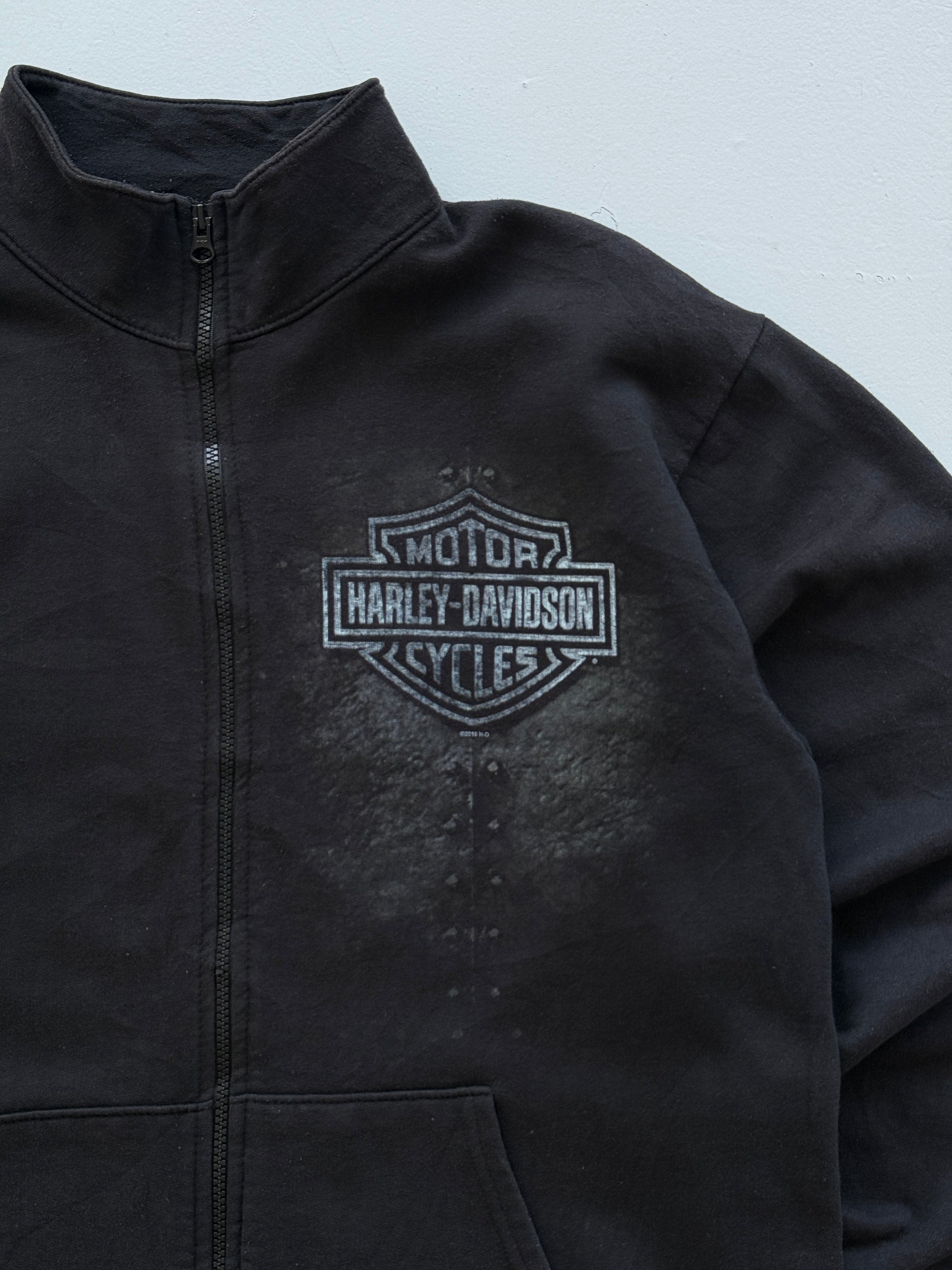 Harley Davidson Eagle Graphic Vintage Full Zip Sweatshirt - Large