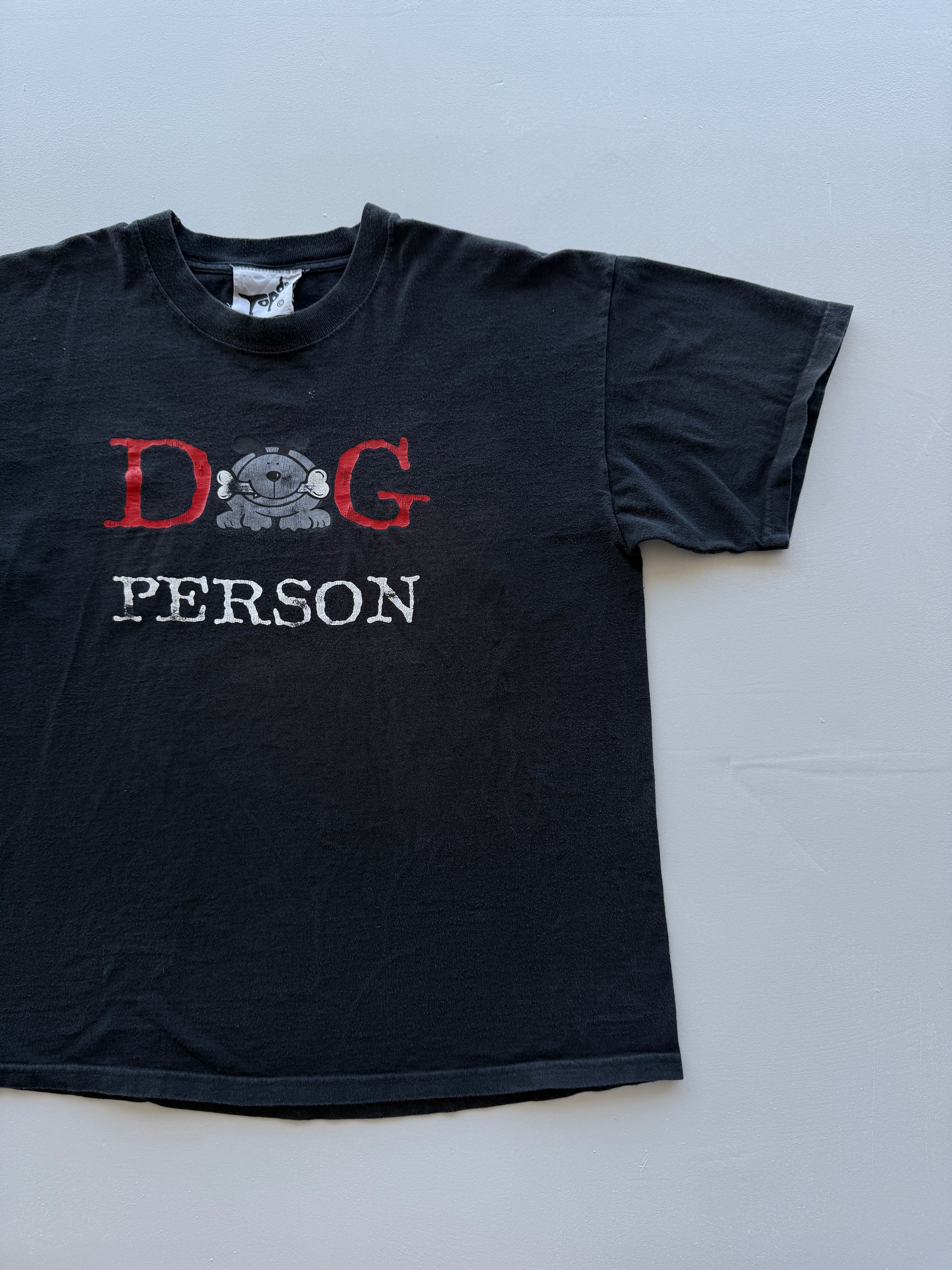 Black Dog Person 90's Vintage Graphic T-Shirt - Large