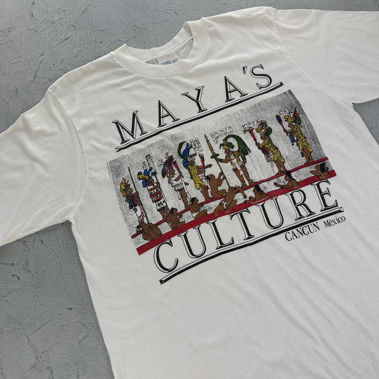Mayas Culture White 90s vintage T-shirt - Medium