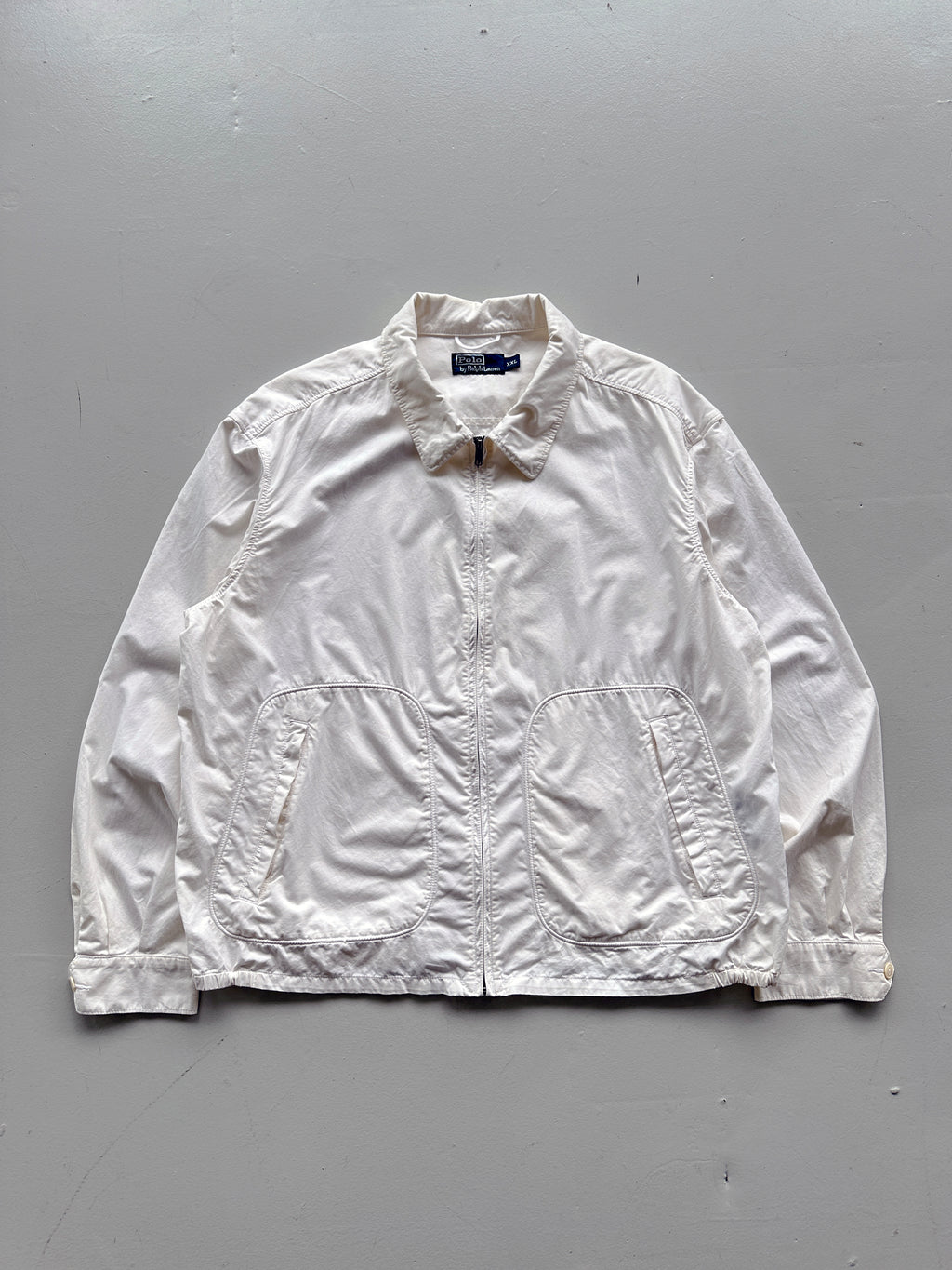 White Polo Ralph Lauren 90's Cotton Harrington Bomber Jacket - 2XL