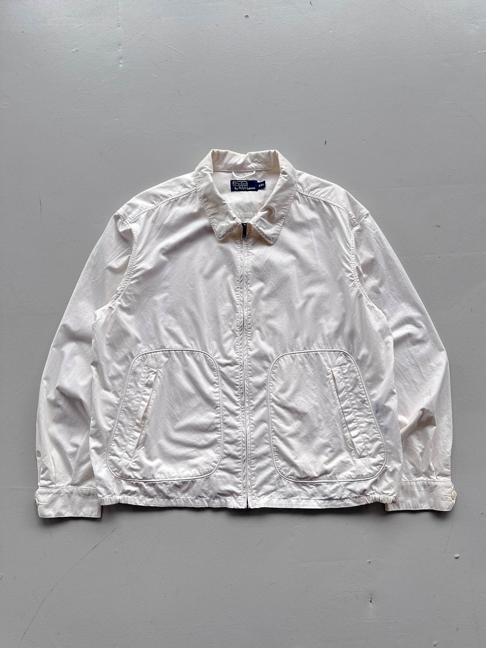 White Polo Ralph Lauren 90's Cotton Harrington Bomber Jacket - 2XL