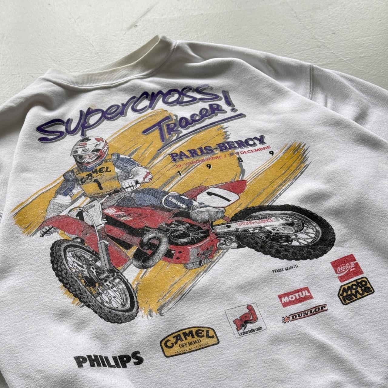 White Supercross Camel 90s Vintage Graphic Sweatershirt - Large