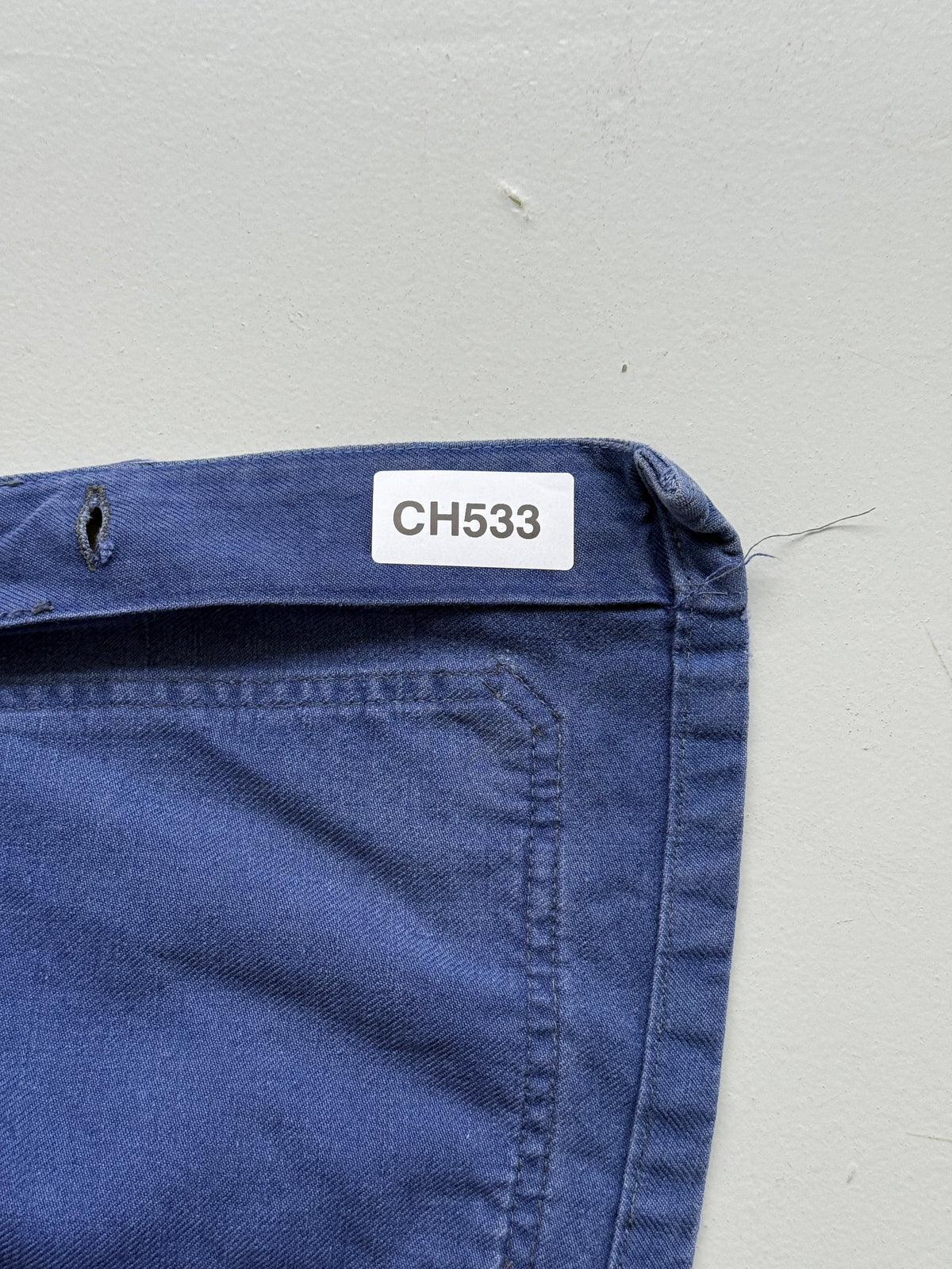 Thrashed Blue French 1950s/60s Vintage Workwear Chore Jacket CH533 - XS