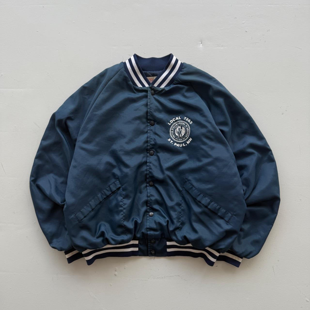 Navy Blue Local 7263 80s Varsity Windbreaker Coach Jacket - XL