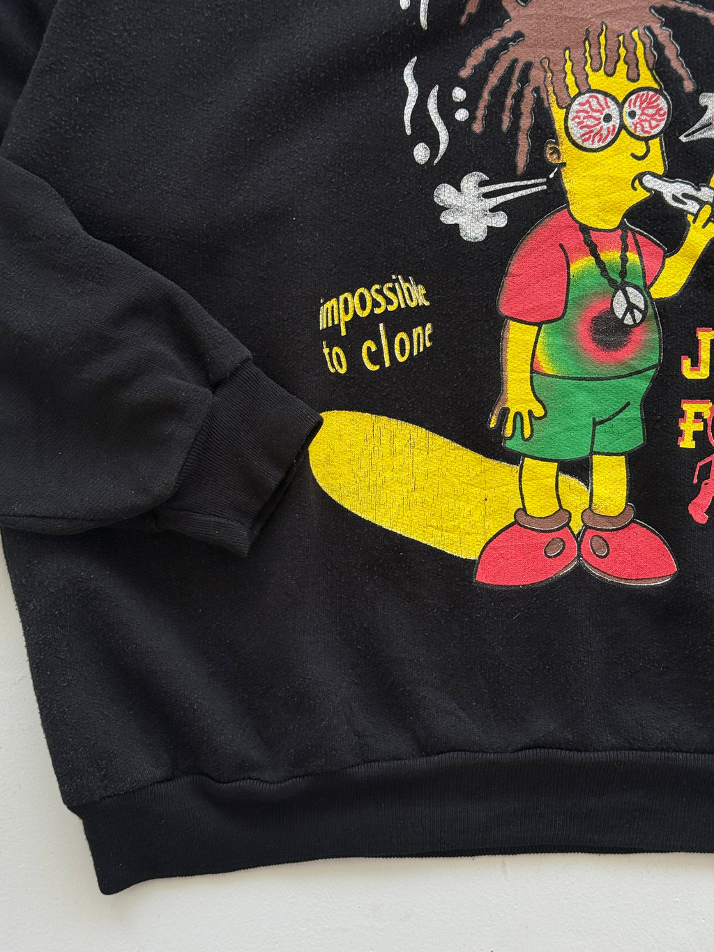 Bart Marley Simpsons Jamaica Forever 90's Vintage Graphic Sweatshirt - Large