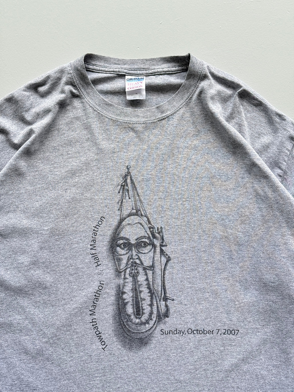 Grey Marathon 00's Vintage Long Sleeve Graphic T-Shirt - XL