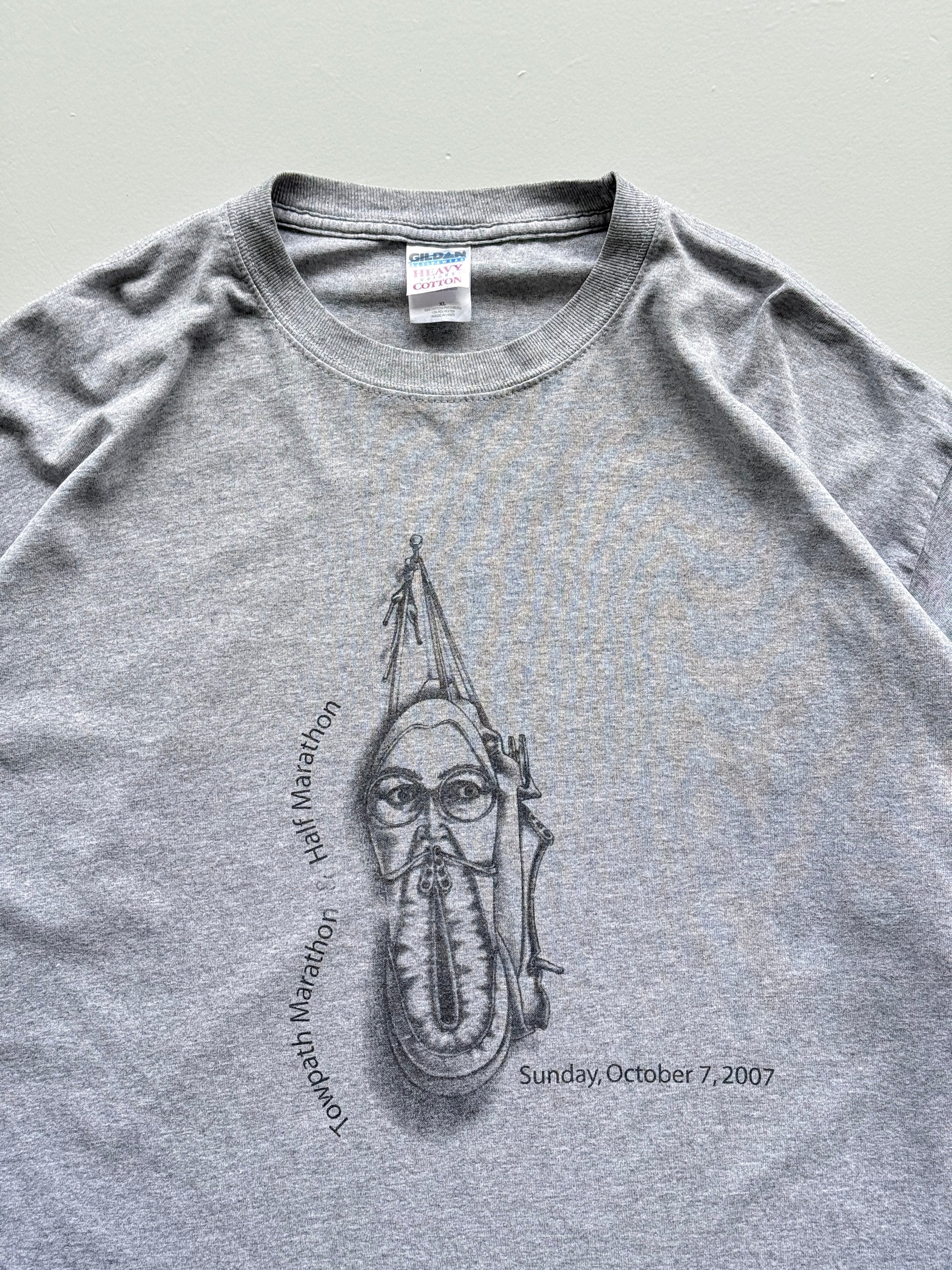 Grey Marathon 00's Vintage Long Sleeve Graphic T-Shirt - XL