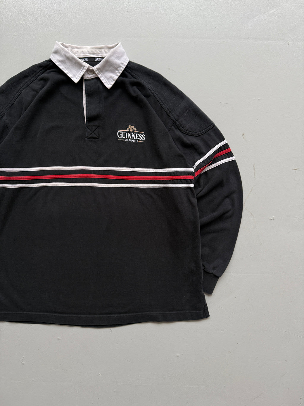 Guinness Draught Vintage Long Sleeve Rugby Polo - Large