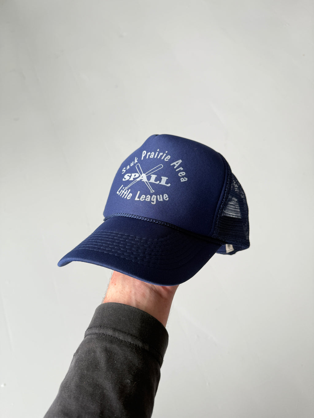 Blue Baseball Little League Vintage Foam and Mesh SnapBack Trucker Cap