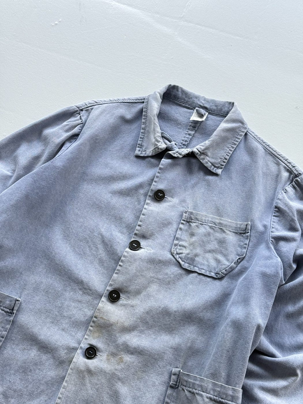 French Chore Vintage Faded Blue Cotton Work Jacket CH236 - Small