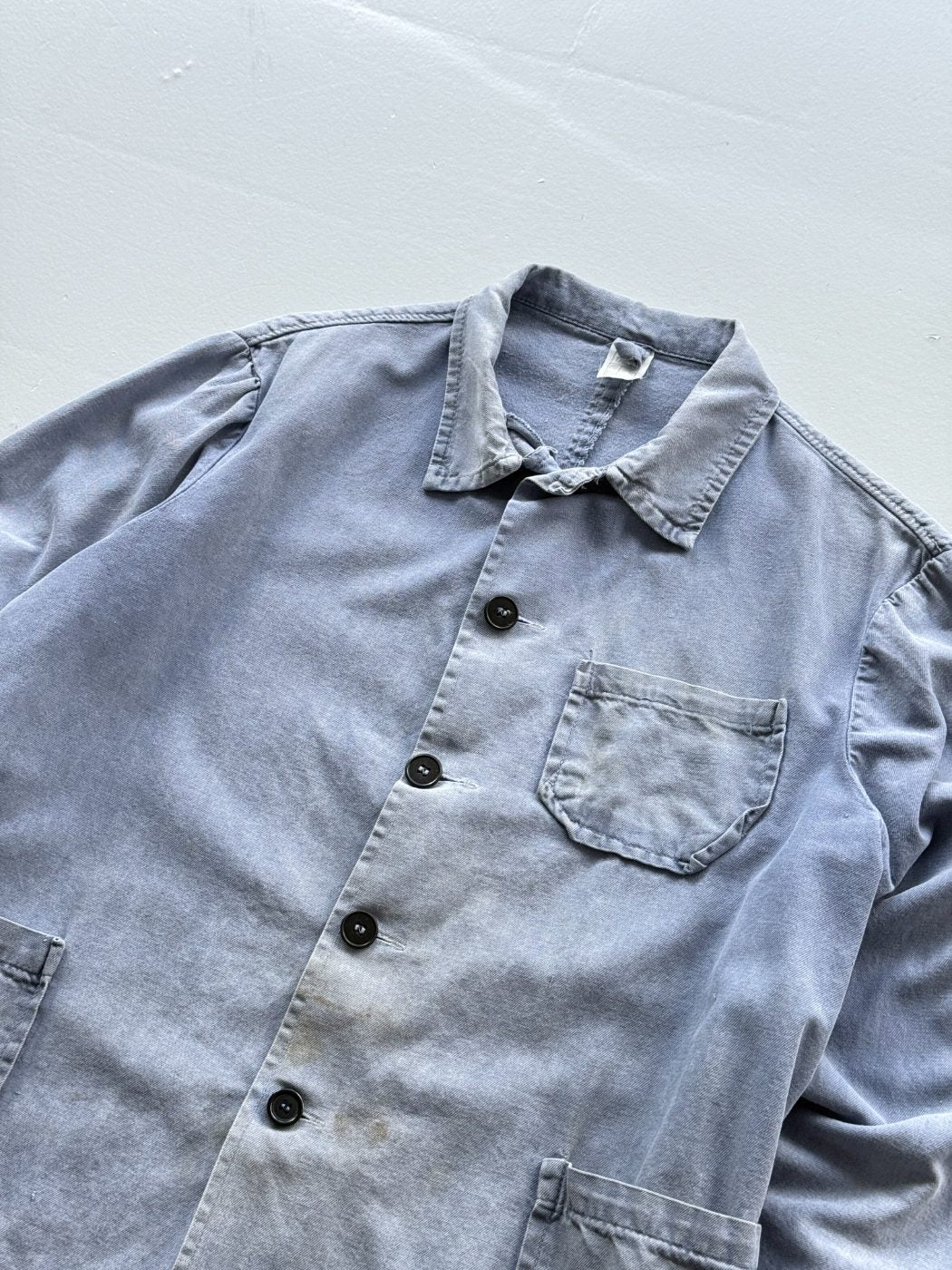 French Chore Vintage Faded Blue Cotton Work Jacket CH236 - Small
