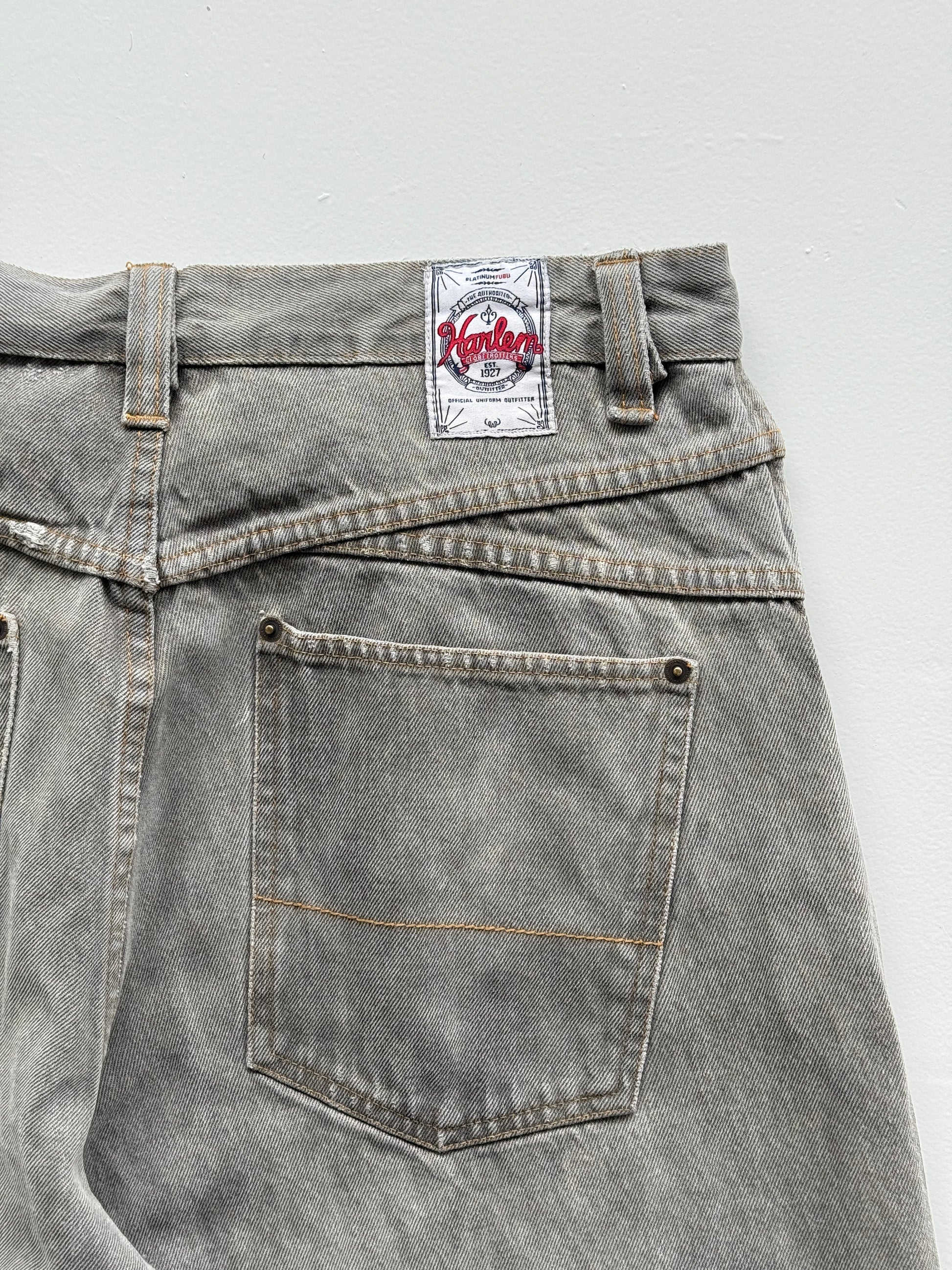 Faded Grey Fubu Platinum 00's Vintage Y2K Denim Shorts - W36 x L12