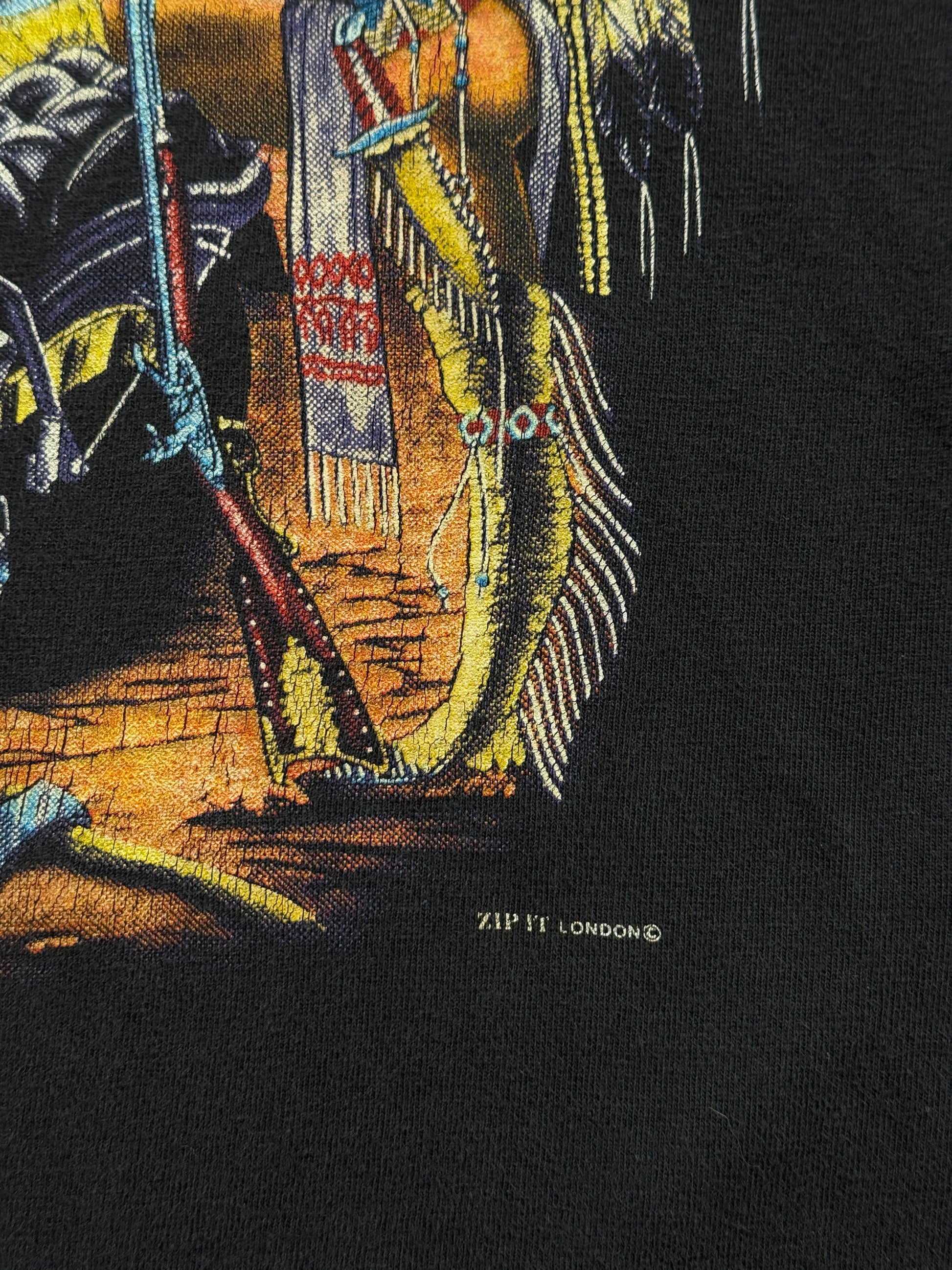 Black Wild and Free 90's Vintage Long Sleeve Biker Graphic T-Shirt - Large