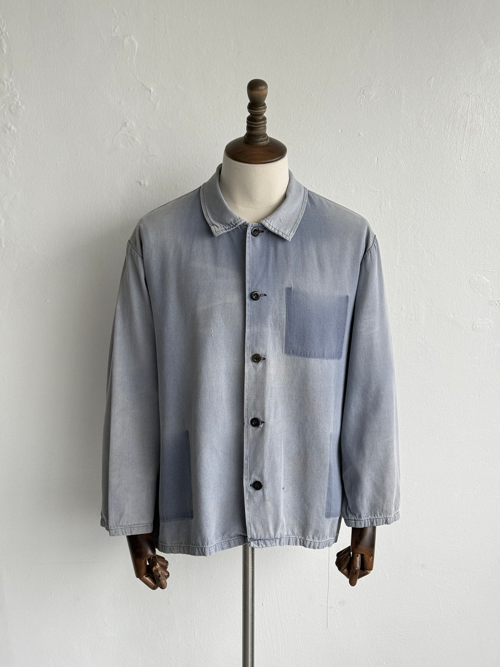 Faded Blue French 1960's Vintage Ghost Pocket Chore Jacket CH448 - Large
