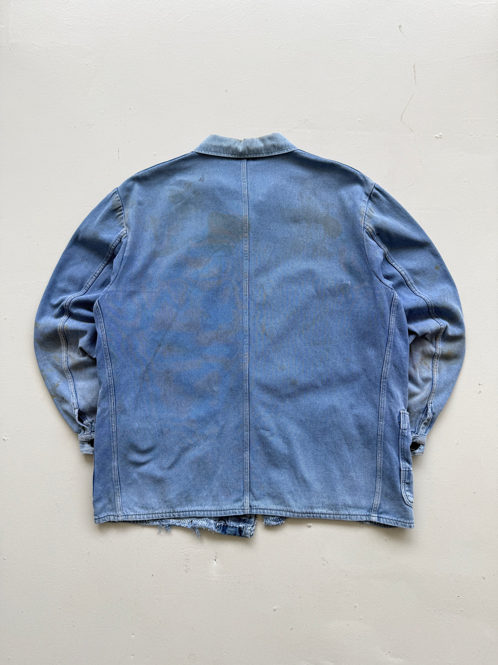 Thrashed Blue French Vintage Workwear Chore Jacket CH372 - Large