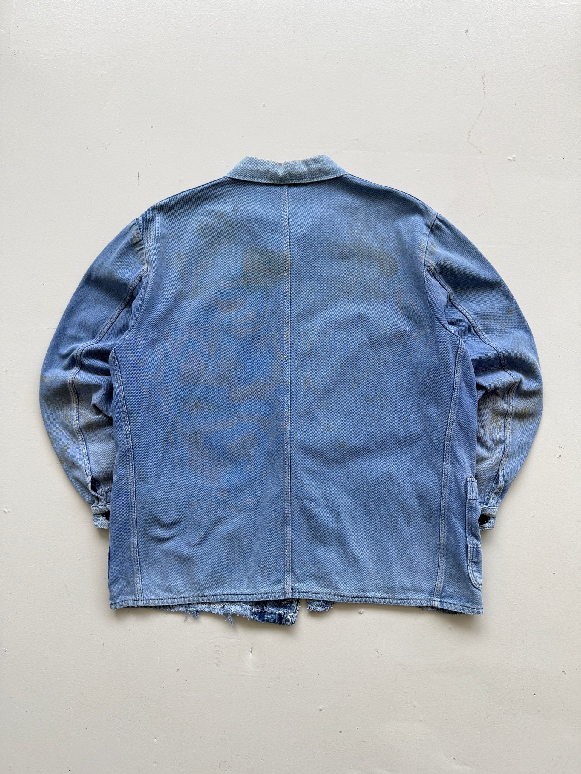 Thrashed Blue French Vintage Workwear Chore Jacket CH372 - Large