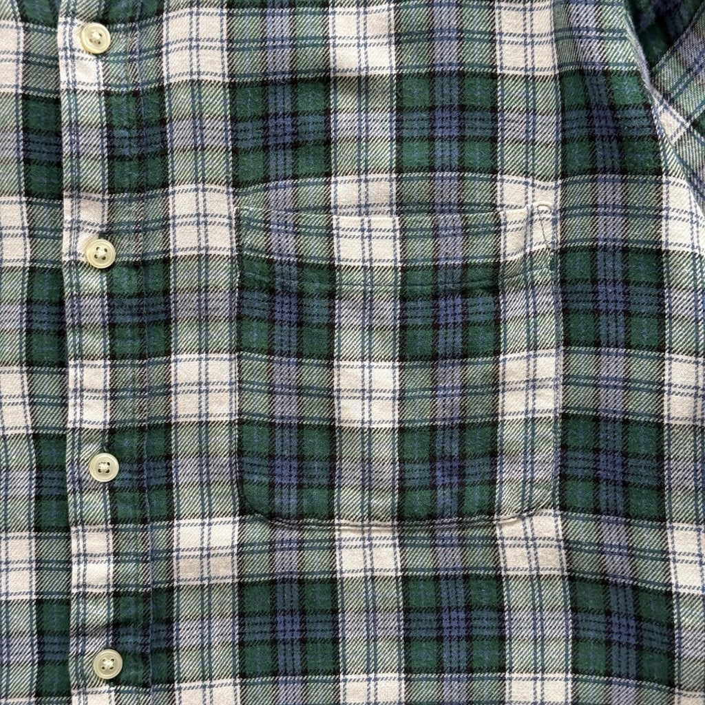 Green and Blue Checkered Long Sleeve 90s Vintage Flannel Shirt - Large