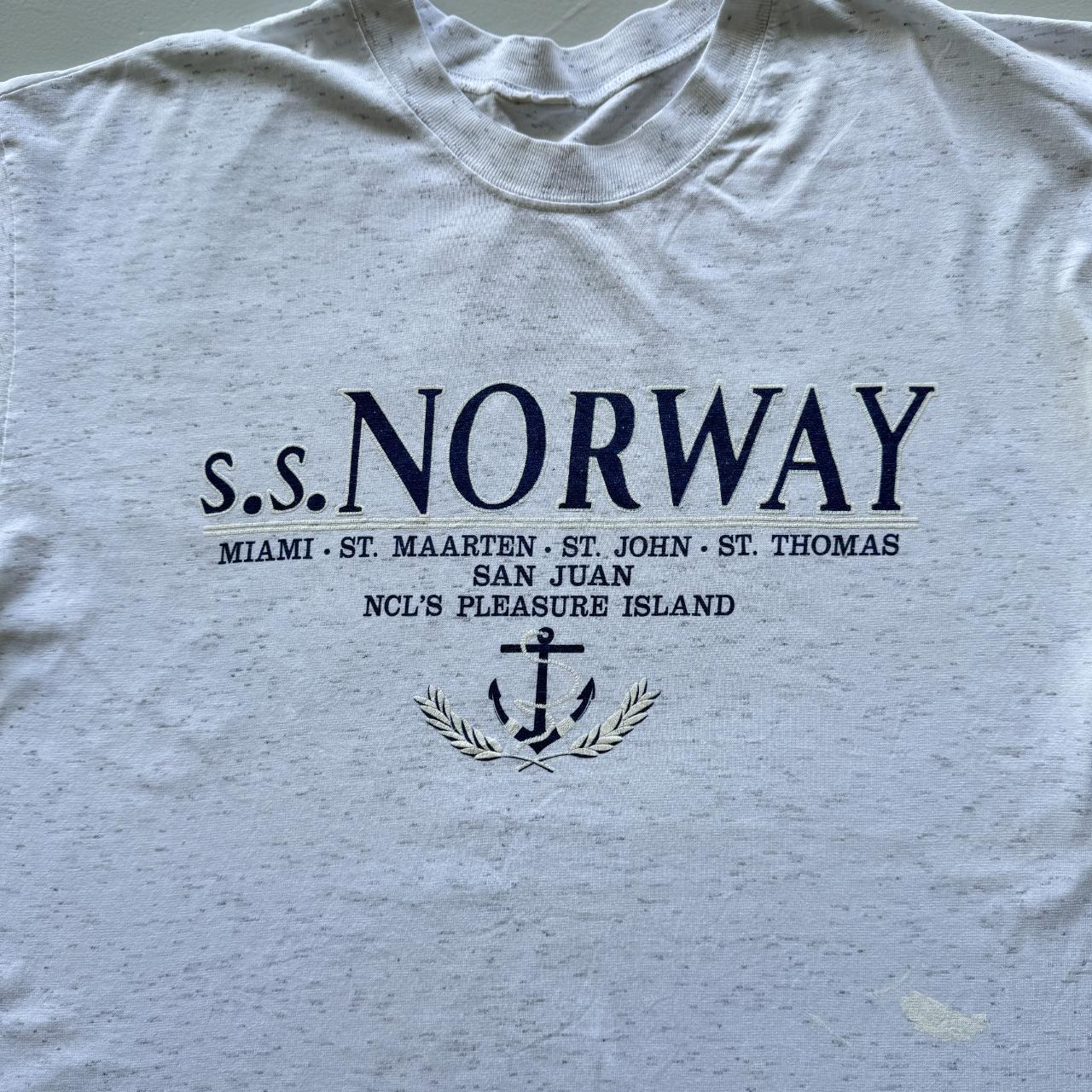 Grey Striped S.S Norway Nautical Vintage 90s T-shirt - XL