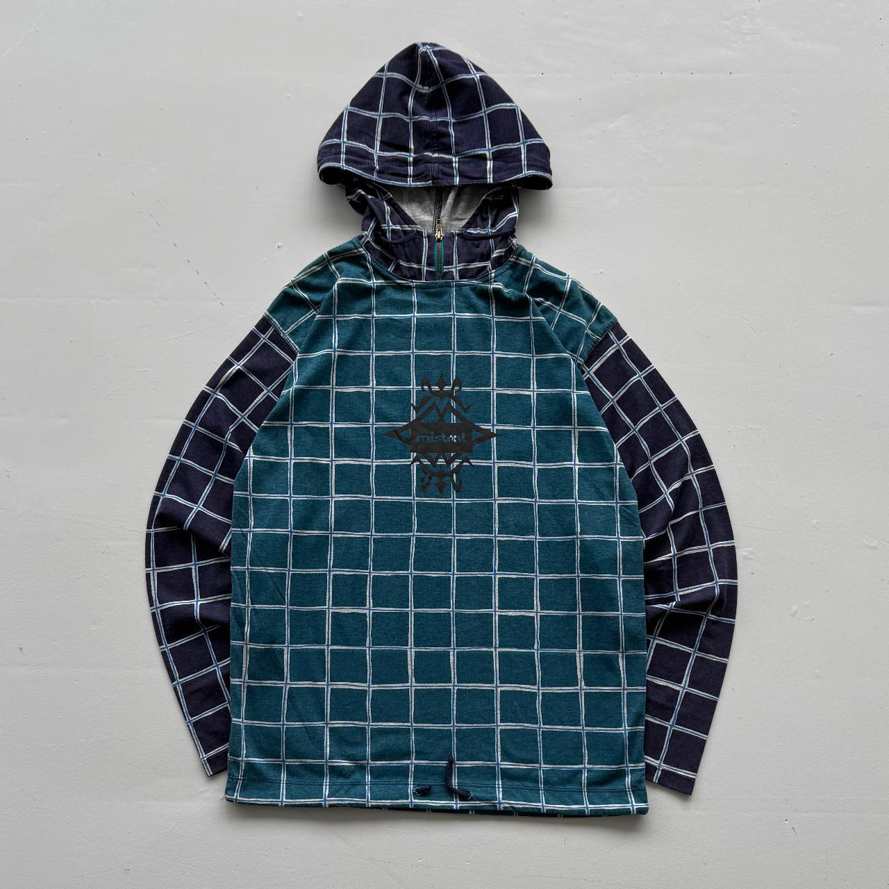 Cheque Pattern Mistral Surfwear 90s Dead-stock Long Sleeve Hooded T-Shirt - Small