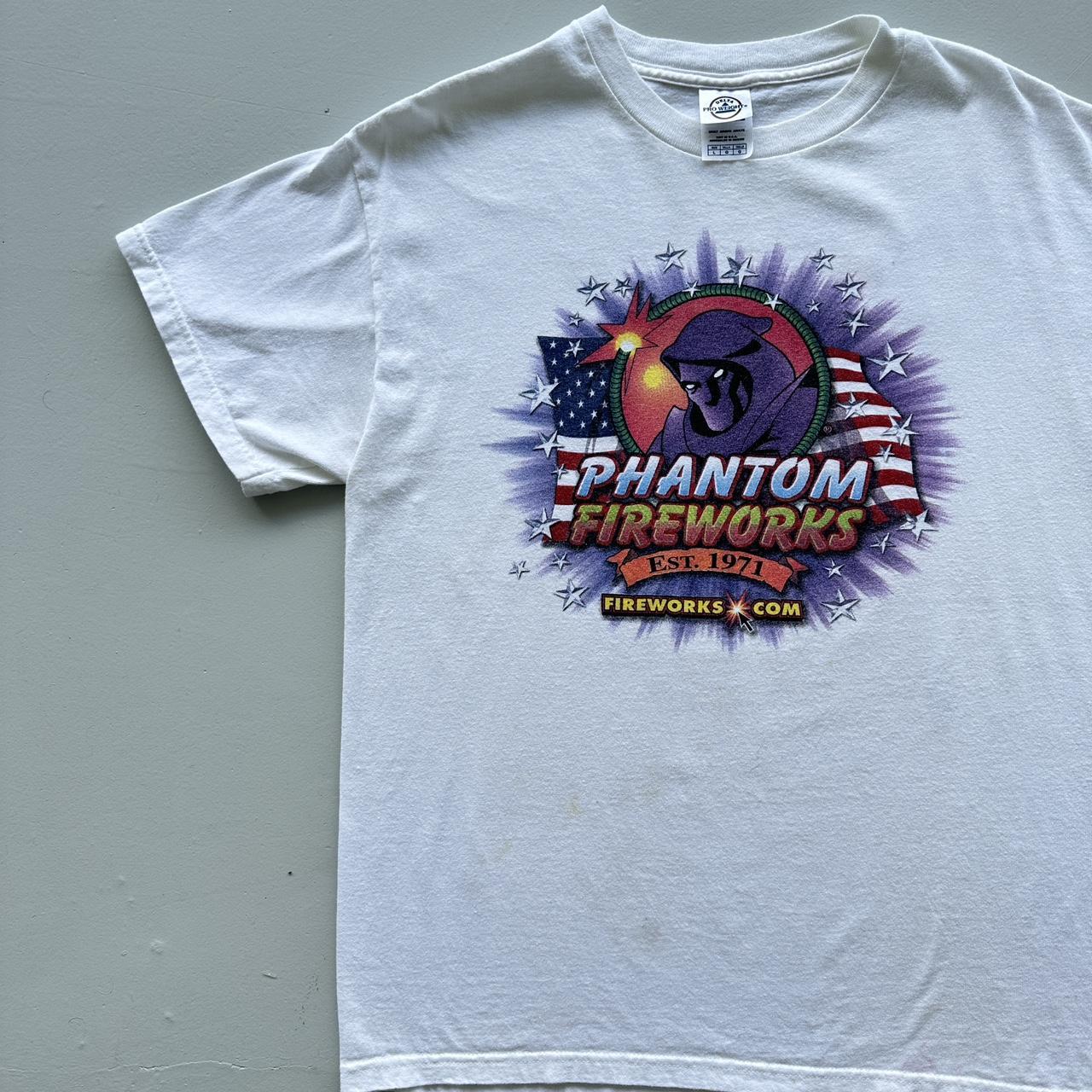 White Phantom Fireworks Vintage 00’s T-shirt - Large