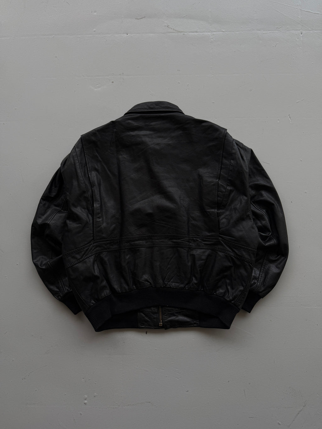 Black A2 Leather Vintage Aviation Bomber Jacket 002 - Large