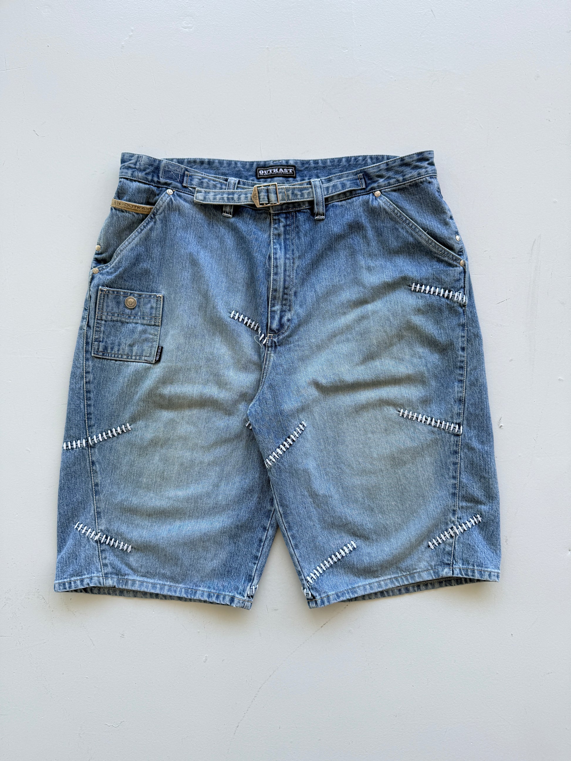 Light Blue Outkast 90's Vintage Baggy Hip Hop Denim Shorts - W40 x L12.5