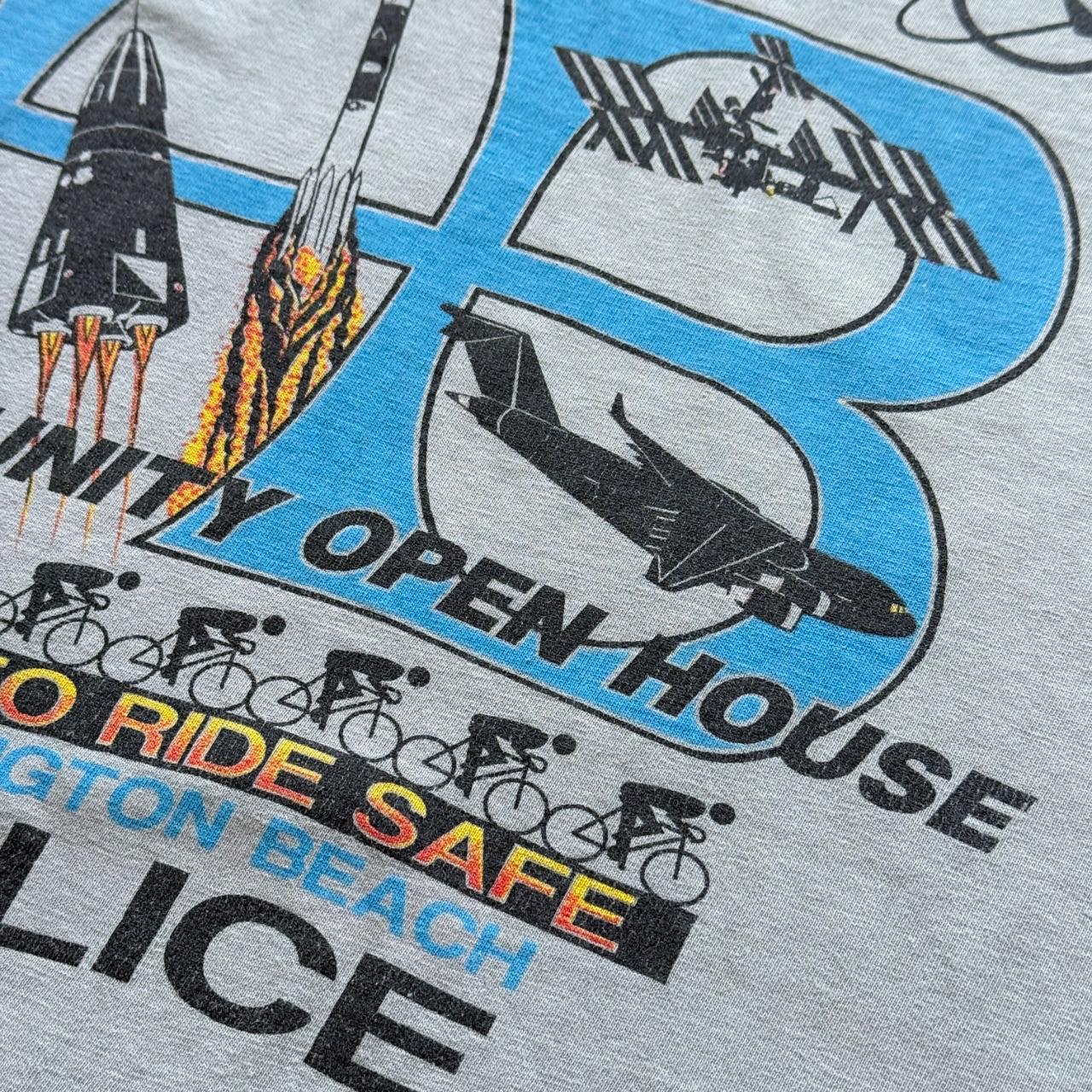 Blue Grey Overdyed Huntington Beach 90's Graphic Vintage T-shirt - XL