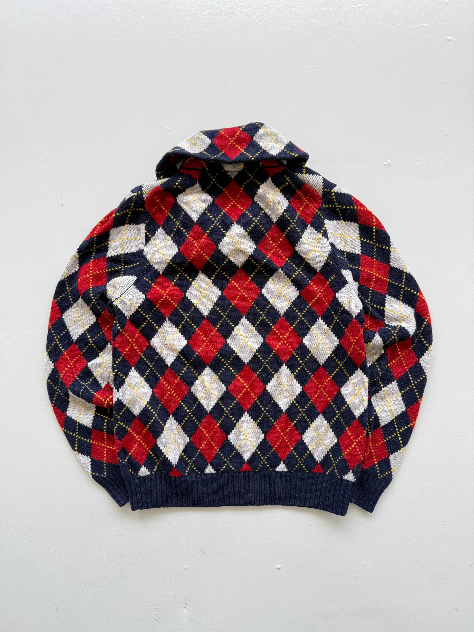 Red Argyle Brooks Brothers 00's Vintage Wool Knit Jumper - Medium