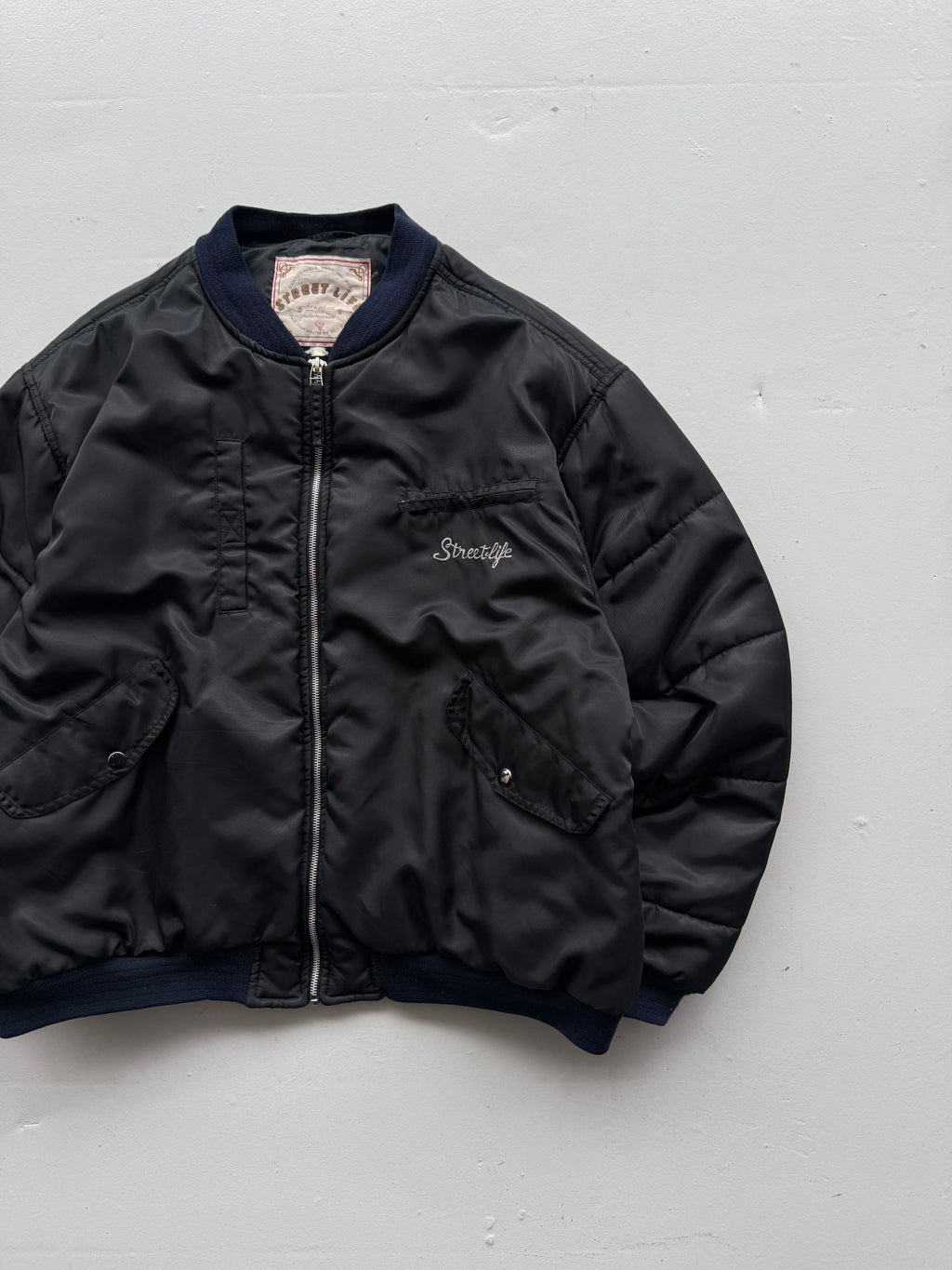 Black Street Life 90's Vintage Puffer Bomber Jacket - XL