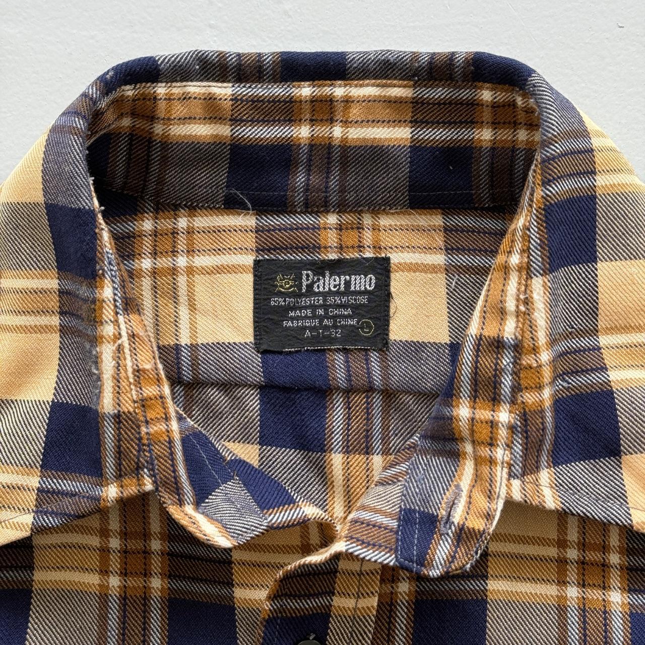 Blue Yellow Palermo 90’s Vintage Flannel Long Sleeve Shirt - Large
