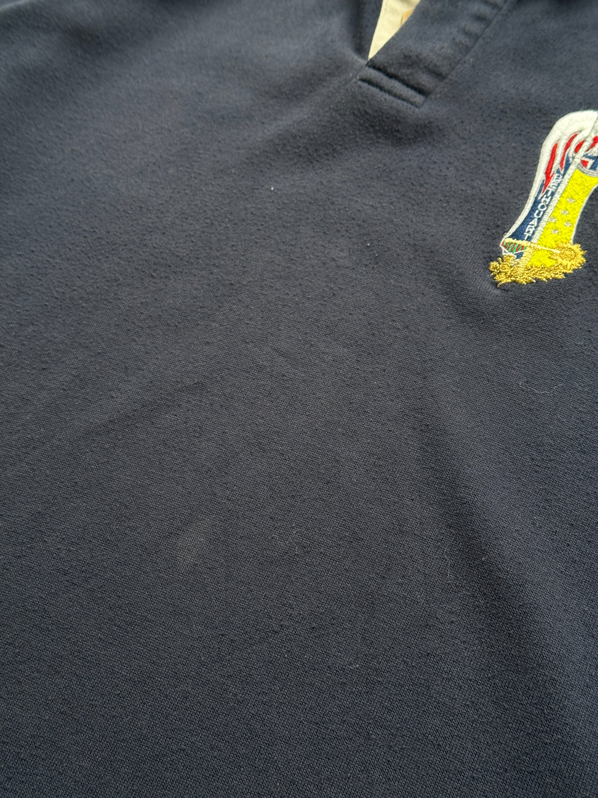 Navy Blue US Basic 90's Vintage Rugby Polo Jersey Shirt - Medium