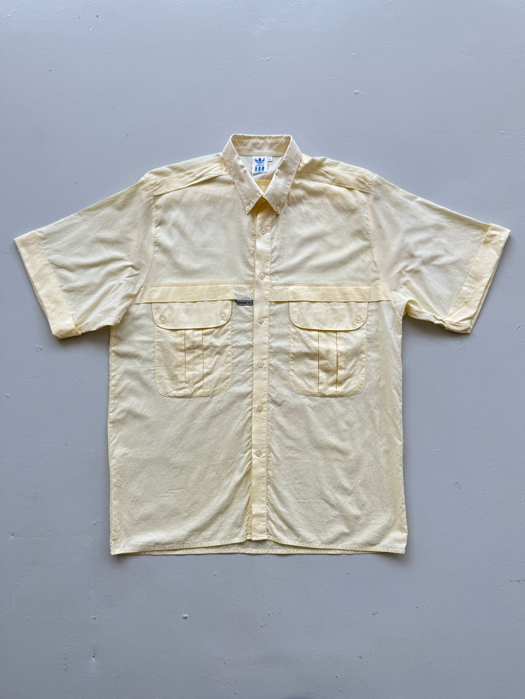 Adidas Trefoil Short Sleeve 80's Vintage Button-Up Shirt - Large