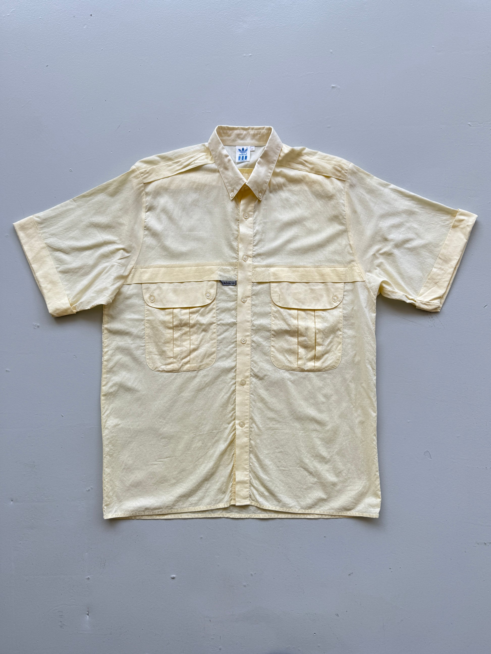 Adidas Trefoil Short Sleeve 80's Vintage Button-Up Shirt - Large
