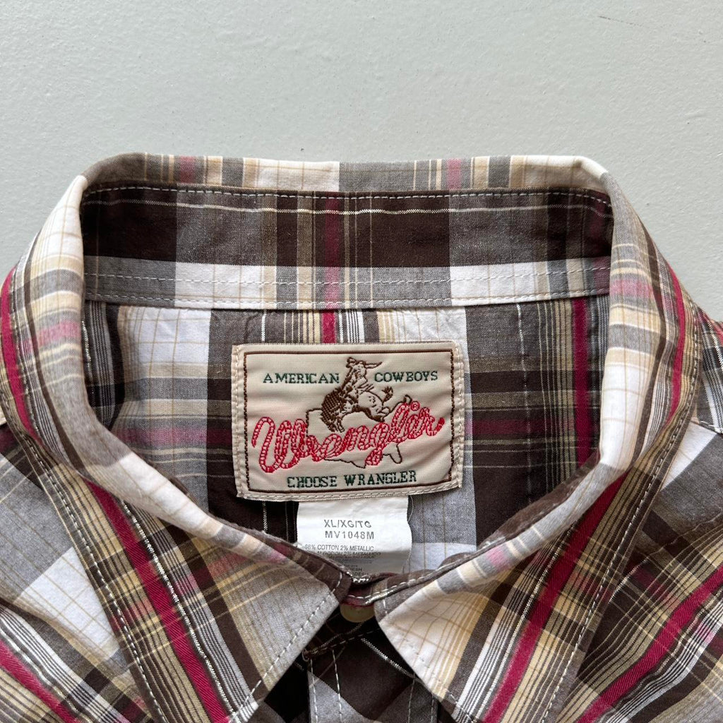 Wrangler Brown Patterned Western Vintage Shirt - XL