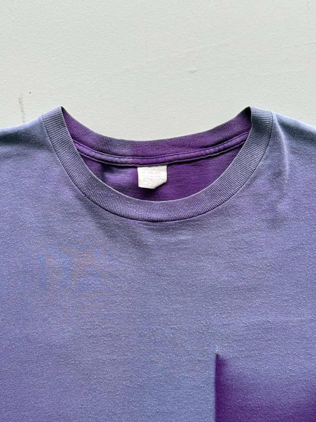 Purple Ghost Pocket Sun Faded Vintage Single Stitch Pocket T-Shirt - Large
